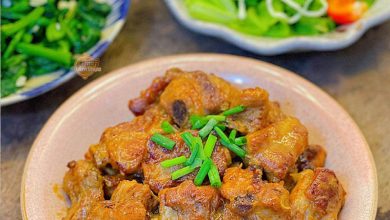 Hương vị hấp dẫn của sườn rim nước dừa