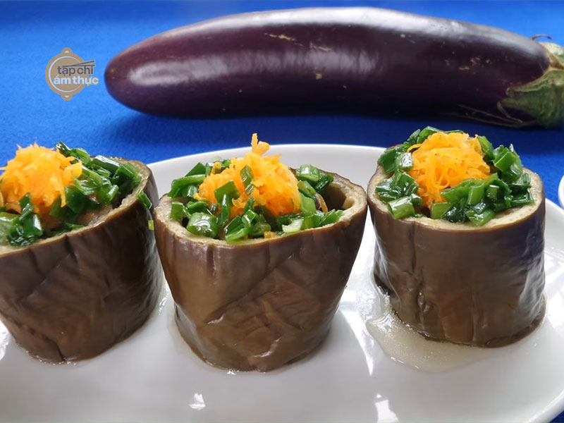 Món cà tím nhồi thịt hấp mỡ hành Món cà tím nhồi thịt hấp mỡ hành