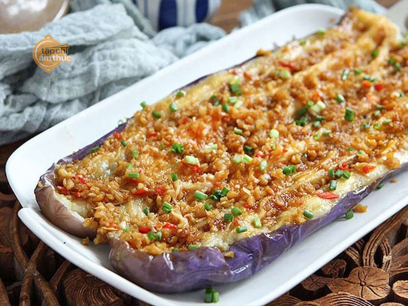 Món cà tím nhồi thịt hấp mỡ hành Món cà tím nhồi thịt hấp mỡ hành
