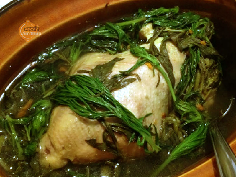 Món Gà Hầm Ngải Cứu cho ngày mưa bão