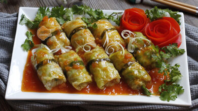 Món bắp cải cuốn thịt sốt cà chua ngon và bổ dưỡng